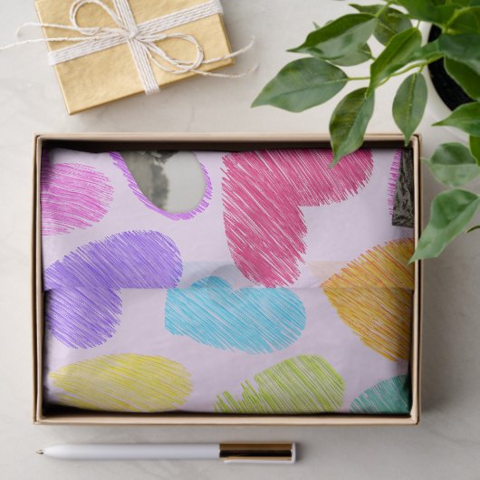 Foto Valentijnsdag Rainbow Hand getrokken harten Tissuepapier (Geschenk)