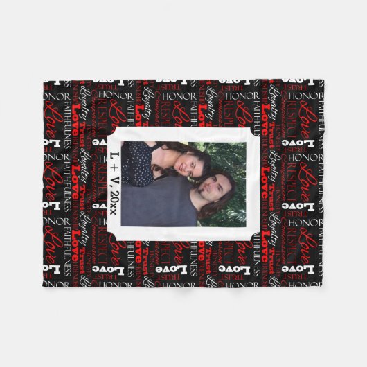 Foto Valentijnsdag Word Collage Persoonlijk Fleece Deken (Voorkant (Horizontaal))