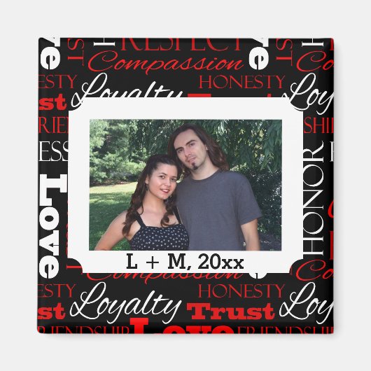 Foto Valentijnsdag Word Collage Persoonlijk Magneet (Voorkant)