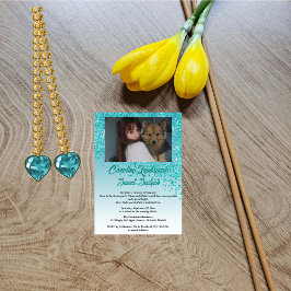Foto & Vallen Blauwgroen Blauw Glitter Sweet Sixte Kaart