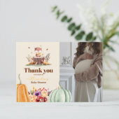 Foto Vallen in Liefde Baby Woodland Baby shower Bedankkaart (Staand voorkant)