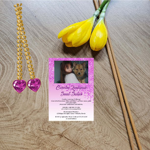 Foto & Vallende Roze Glitters Stoere Zestiende Ver Kaart
