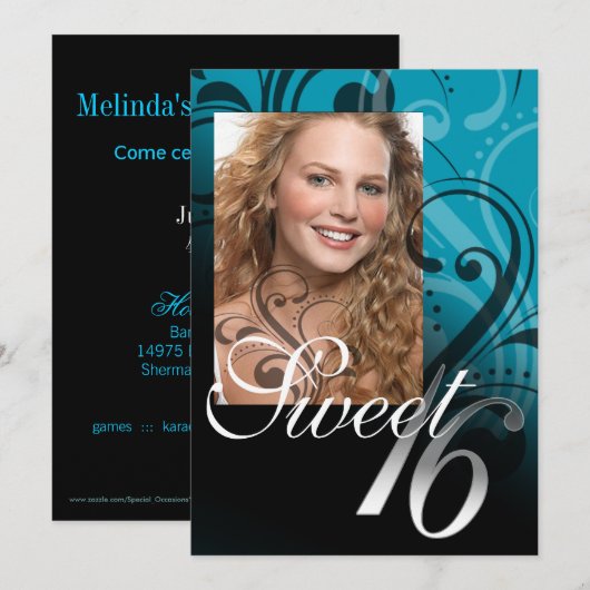 Foto van 16-jarige verjaardag Sweet Kaart (Voorkant / Achterkant)
