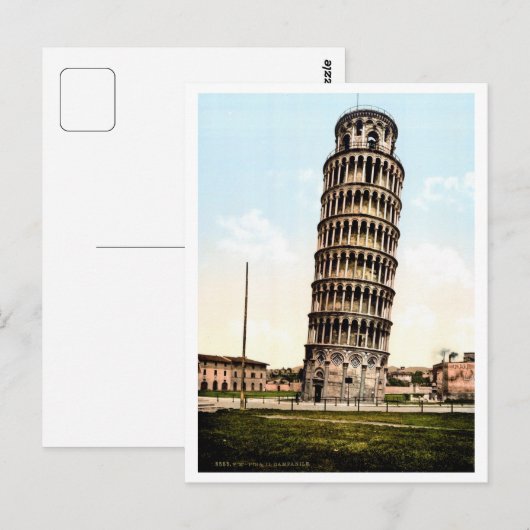  foto van 1890 Pisa De Leaning Tower Briefkaart (Voorkant / Achterkant)