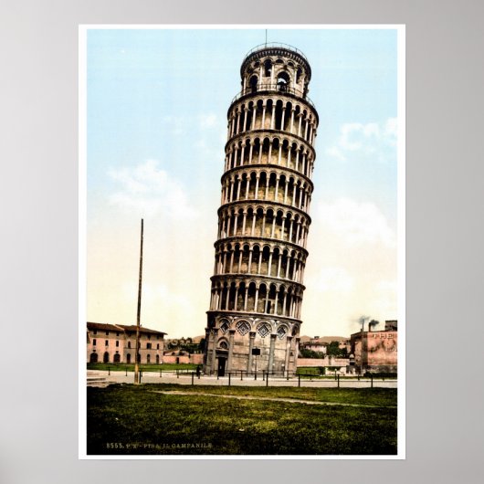  foto van 1890 Pisa De Leaning Tower Poster (Voorkant)