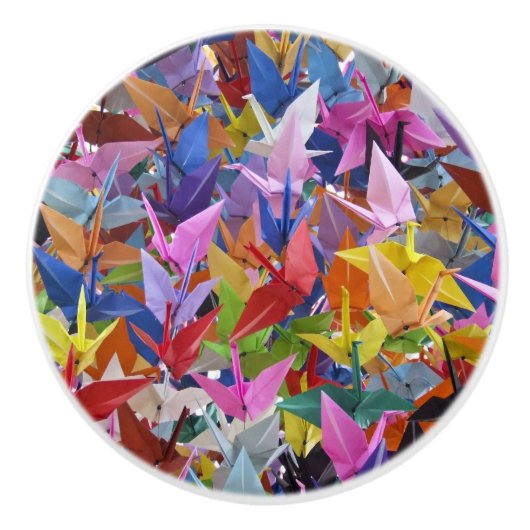 Foto van 1.000 Origami Paper Cranes Keramische Knop (Voorkant)