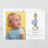 Foto van 1-Birthday Candle Cake Kaart (Voorkant / Achterkant)