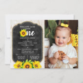 Foto van 1 Birthday Sunflower & Rustic Wood Countr Kaart (Voorkant)