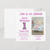 Foto van 1 jaar Uitnodiging van de 1-jarige Girl P (Voorkant / Achterkant)