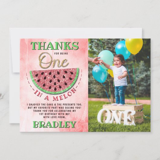 Foto van 1 op een melon bedankkaart (Voorkant)