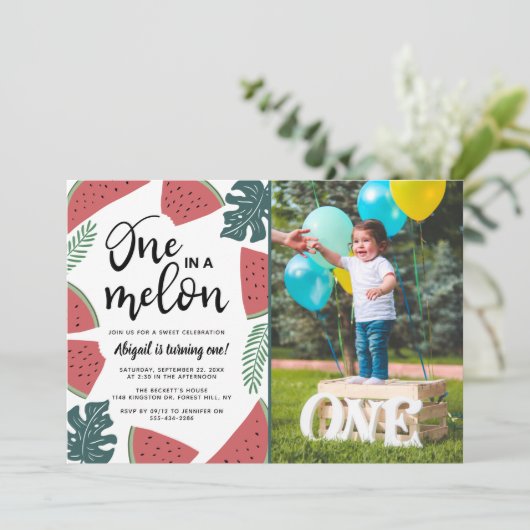 Foto van 1 op een melon kaart (Staand voorkant)