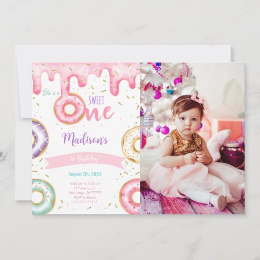 Foto van 1e verjaardag donut kaart (Voorkant)