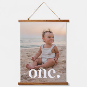 Foto van 1e verjaardag hangend wandkleed