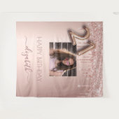 Foto van 21e verjaardagsfeestje roze goud glitters wandkleed (Voorkant (horizontaal))