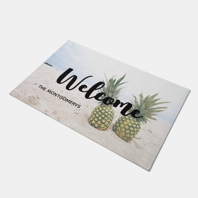 Foto van 2 ananassen op een Beach Welcome Deurmat (Schuin)