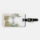 Foto van 2 ananassen op een strand bagagelabel (Voorkant horizontaal)