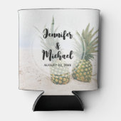 Foto van 2 ananassen op een strand bruiloft blikjeskoeler (Voorkant)