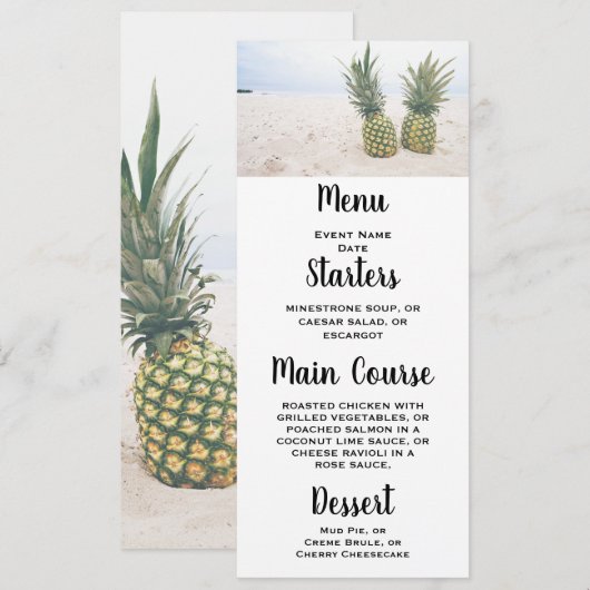Foto van 2 ananassen op een strand bruiloft kaart (Voorkant / Achterkant)