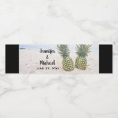 Foto van 2 ananassen op een strand bruiloft waterfles etiket (Enkel label)