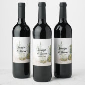 Foto van 2 ananassen op een strand bruiloft wijn etiket (Flessen)