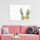 Foto van 2 ananassen op een strand canvas afdruk (Insitu (Woonkamer))