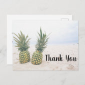 Foto van 2 ananassen op een strand Hartelijk dank Briefkaart (Voorkant / Achterkant)