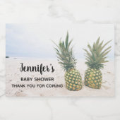 Foto van 2 ananassen op een strand Hartelijk dank Sparkling Wijnetiket (Enkel label)