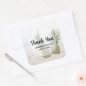 Foto van 2 ananassen op een strand Hartelijk dank Vierkante Sticker (Envelop)
