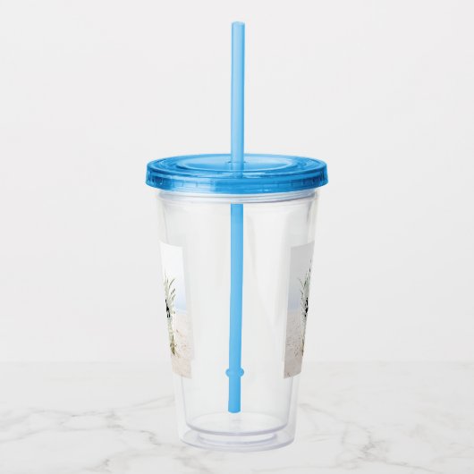 Foto van 2 ananassen op een strand Monogram Acryl Drinkbeker (Rechts)