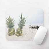 Foto van 2 ananassen op een strand muismat (Met muis)