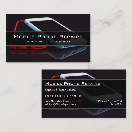 Foto van 2 Smart Cell Phones - Visitekaartje (Voorkant / Achterkant)