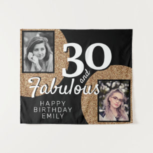Foto van 30 en Fabulous Gold Glitter 2 op zaterdag Wandkleed