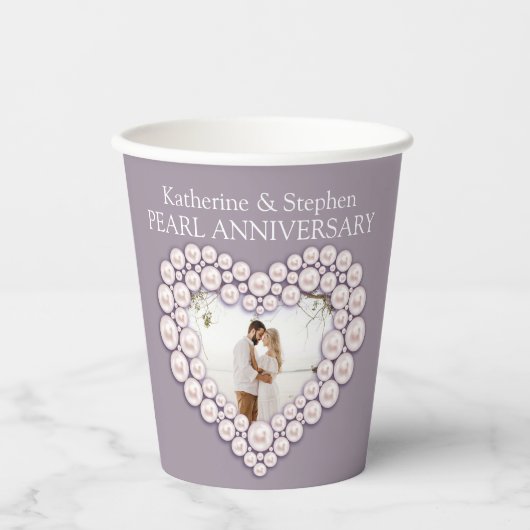 Foto van 30e Parelbruiloft Papieren Bekers (Voorkant)