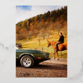 Foto van 30e verjaardag van het blauw goudblad van folie uitnodiging (Achterkant)