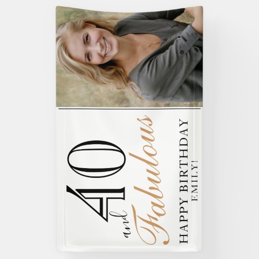 Foto van 40 en Fabulous Elegant 40th Birthday Spandoek (Verticaal)