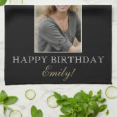 Foto van 40 en Fabulous Elegant 40th Birthday Theedoek (Gevouwen)