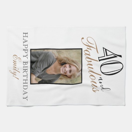 Foto van 40 en Fabulous Elegant 40th Birthday Theedoek (Horizontaal)