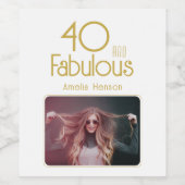 Foto van 40 en Fabulous Elegant 40th Birthday Wijn Etiket (Enkel label)