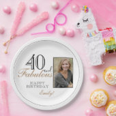 Foto van 40 en Fabulous Modern Elegant Birthday Papieren Bordje (Feest)