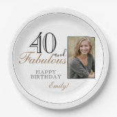 Foto van 40 en Fabulous Modern Elegant Birthday Papieren Bordje (Voorkant)