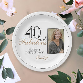 Foto van 40 en Fabulous Modern Elegant Birthday Papieren Bordje