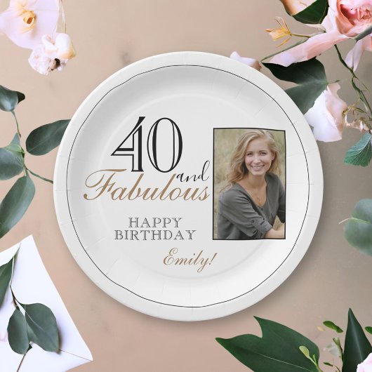 Foto van 40 en Fabulous Modern Elegant Birthday Papieren Bordje