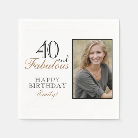 Foto van 40 en Fabulous Modern Elegant Birthday Servet (Voorkant)