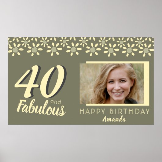 Foto van 40 en Fabulous Yellow Daisy Flower Waterv Poster (Voorkant)