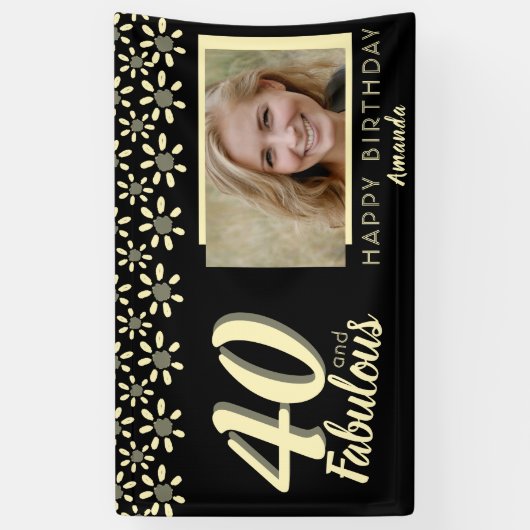 Foto van 40 en Fabulous Yellow Daisy Flower Waterv Spandoek (Verticaal)