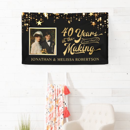 Foto van 40e Jubileum: zwart en gouden sterren Spandoek (Insitu)