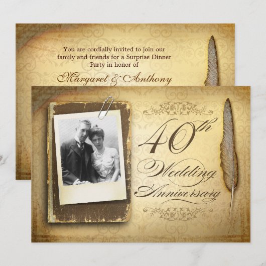 Foto van 40e trouwdag uitnodigingen (Voorkant / Achterkant)