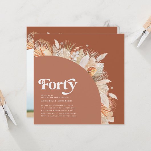 Foto van 40e verjaardag met foto's van pampas grac (Voorkant / Achterkant in situ)