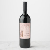 Foto van 40e verjaardagsfeestje roos gouden glitte wijn etiket (Voorkant)