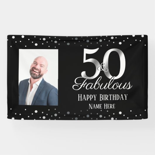 Foto van 50 en Fabulous Birthday Confetti Spandoek (Horizontaal)